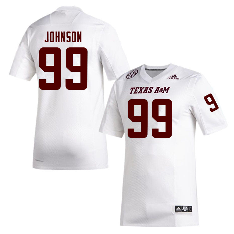 Men #99 Jordan Johnson Texas A&M Aggies College Football Jerseys Sale-White - Click Image to Close